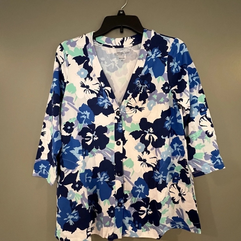 New! Comfort Code by Cuddl Duds 2-Piece Set – Tank & Floral Cardigan (XS) - Picture 2 of 8